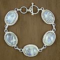 Sterling Silver Moonstone 'Love Light' Link Bracelet (India)