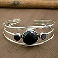 Onyx and Garnet Cuff 'Fusion' Bracelet (India)