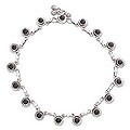Sterling Silver and Onyx 'Dark Moon' Anklet (India)