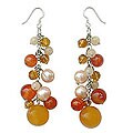 Silver Pearl/ Carnelian 'Gushing Orange' Earrings (Thailand)