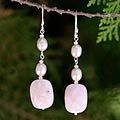 Sterling Silver Opal and Pearl 'Quiet Rose' Earrings (Thailand)