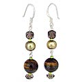 Silver Tiger's Eye/ Pearl 'Golden Paradise' Earrings (Thailand)