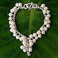 Sterling Silver 'White Moon Rose' Pearl Bracelet (Thailand)