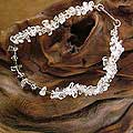 Silver 'Ice Princess' Clear Quartz and Hematite Anklet (India)