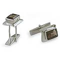Sterling Silver Smokey Quartz 'Smoke' Cuff Links (India)