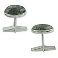 Sterling Silver and Rutilated Quartz 'Aura' Cuff Links (India)
