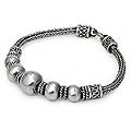 Sterling Silver 'Thai Moons' Braided Bracelet (Thailand)