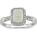10k White Gold Opal and Diamond Accent Ring