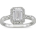 10k White Gold White Topaz and Diamond Ring
