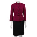 Tahari ASL Women's Dark Pink/ Black Ponte Skirt Suit