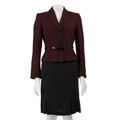 Tahari ASL Women's Red/ Black Belted Skirt Suit