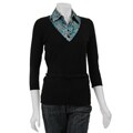 August Silk Women's Turquoise 2Fer Shirt/ Sweater Combo