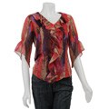 August Silk Women's Sheer Ruffle Blouse