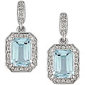 10k White Gold Blue Topaz and Diamond Earrings