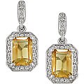 10k White Gold Citrine and Diamond Earrings
