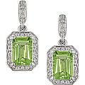 10k White Gold Peridot and Diamond Earrings