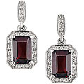 10k White Gold Garnet and Diamond Earrings