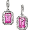 10k White Gold Pink Topaz and Diamond Earrings
