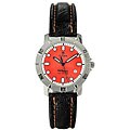 Titan Men's Orange Dial Leather Band Watch