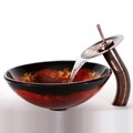 Kraus Onyx Glass Vessel Sink and Waterfall Faucet Oil Rubbed Bronze