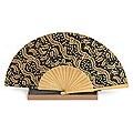 Silk Batik 'Tamarind Leaves' Fan (Indonesia)