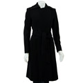 Cole Haan Wool Cashmere Asymmetrical Zip Belted Coat