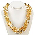 Maddy Emerson Couture Citrine and Pearl Necklace (7-7.5 mm)