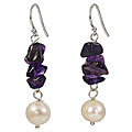 Maddy Emerson Couture Pearl and Amethyst Earrings (7-8 mm)