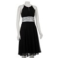 Connected Apparel Women's Black/ Silver Chiffon Dress