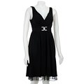 Connected Apparel Women's V-neck Belted Dress