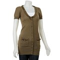 Kensie Girl Junior's Olive Short-sleeve Long Cardigan