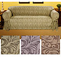Embossed Round Arm Suede-like Loveseat Slipcover