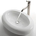 Kraus White Oval Ceramic Vessel Sink and Aldo Stainless Steel Faucet