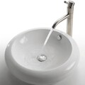 Kraus White Round Ceramic Vessel Sink and Aldo Stainless Steel Faucet