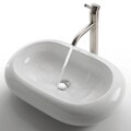 Kraus White Oval Ceramic Vessel Sink and Aldo Stainless Steel Faucet