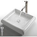 Kraus White Square Ceramic Sink and Aldo Stainless Steel Faucet