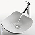 Kraus White Tulip Ceramic Vessel Sink and Sheven Bathroom Faucet