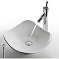 Kraus White Tulip Ceramic Vessel Sink and Bruno Bathroom Faucet