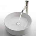 Kraus Round White Ceramic Vessel Sink and Aldo Stainless Steel Faucet