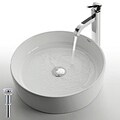 Kraus Round White Ceramic Vessel Sink and Ramus Bathroom Faucet