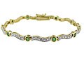 18k Gold over Silver Emerald and Diamond Accent Wave Bracelet