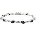 Sterling Silver Sapphire Diamond Accent Bracelet