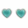 Sterling Silver Synthetic Gemstone Heart-shape Earrings
