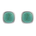 Sterling Silver Lab-created Gemstone Square-shape Earrings