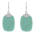 Sterling Silver Synthetic Gemstone Rectangular Earrings