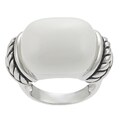Sterling Silver Synthetic White Onyx Cocktail Ring