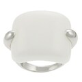 Sterling Silver Synthetic White Onyx Cocktail Ring