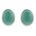 Sterling Silver Oval-shape Synthetic Gemstone Earrings