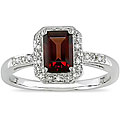 10k White Gold Garnet and Diamond Ring