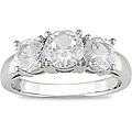 10k White Gold Created White Sapphire 3-stone Ring